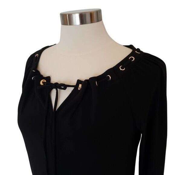 Black House White Market Gold Accent Keyhole Neck Dress Size XS 4 way stretch - Picture 4 of 8